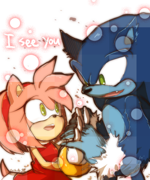 amy_rose anthro black_nose clothing dani dress duo female gloves hair hedgehog male mammal pink_hair sonic_(series) sonic_the_hedgehog video_games yukisisren