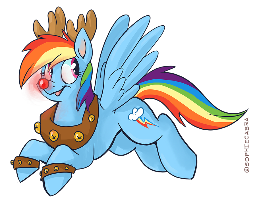 2015 alpha_channel bell cervine clothing cutie_mark equine female friendship_is_magic glowing hair mammal multicolored_hair my_little_pony pegasus rainbow_dash_(mlp) rainbow_hair red_nose reindeer simple_background solo sophiecabra transparent_background wings