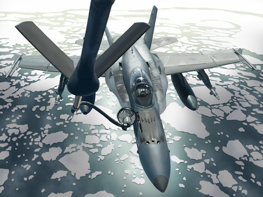 airplane commentary_request f-18_hornet fighter_jet flying fuyunobu ice jet military military_vehicle no_humans ocean pilot piloting refueling rocket weapon