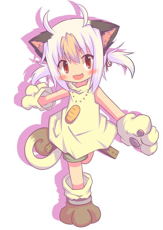 animal_ears cat_ears costume full_body gen_1_pokemon meowth paws personification pokemon satsuki_mei_(sakuramochi) solo transparent_background white_hair