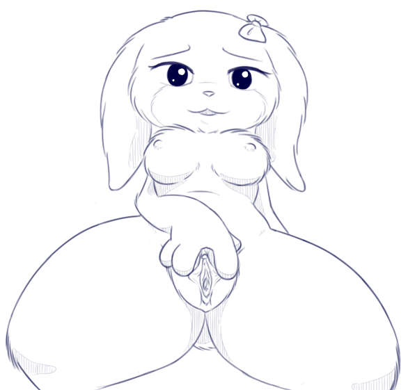 bow breasts cave_story chaco female lagomorph looking_at_viewer mammal mimiga nipples nude open_mouth pussy rawlewd simple_background solo spread_pussy spreading video_games white_background