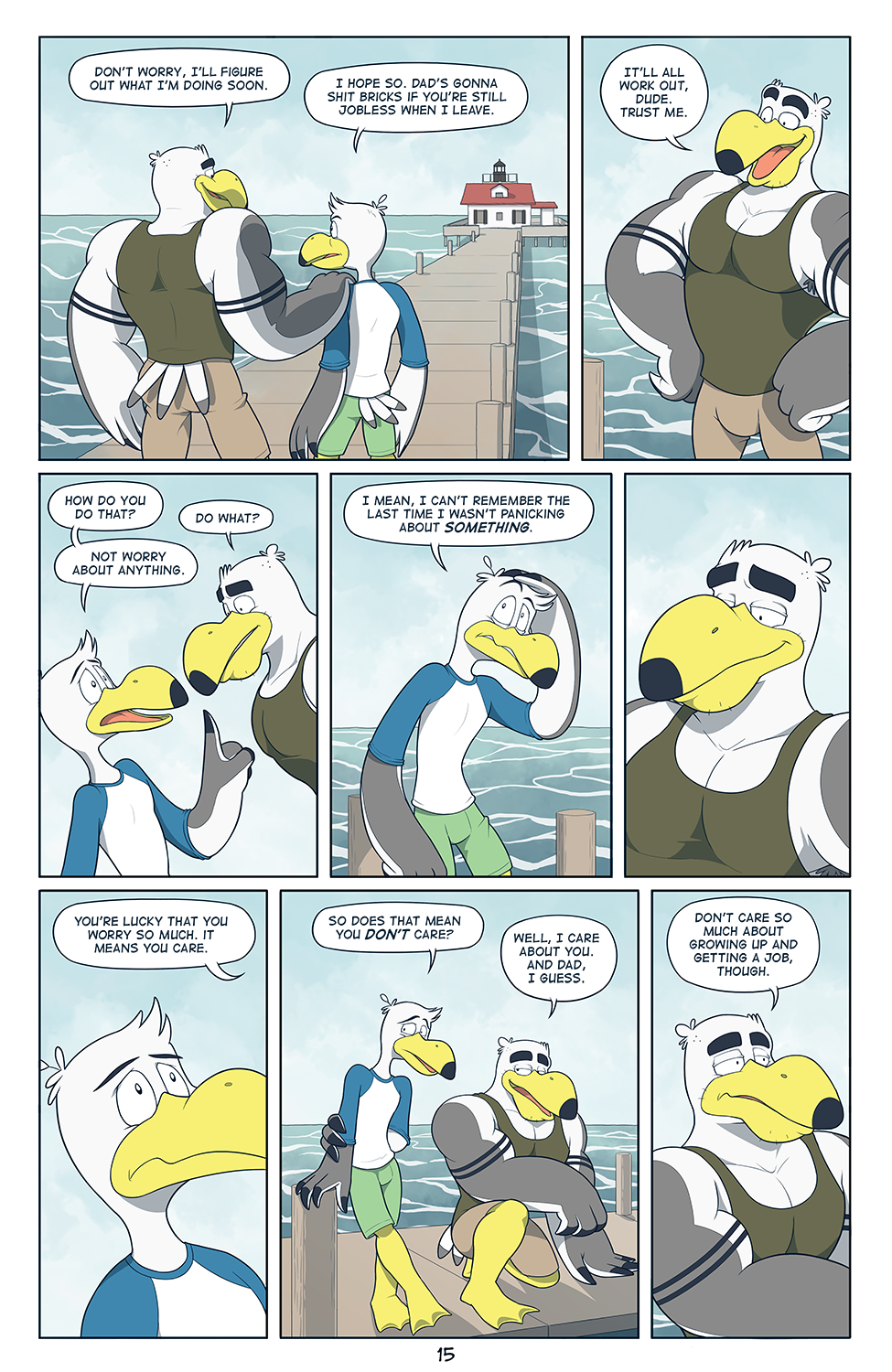 anthro anti_dev avian ayden_(brogulls) bailey_(brogulls) bird brothers comic dialogue male seagull sibling