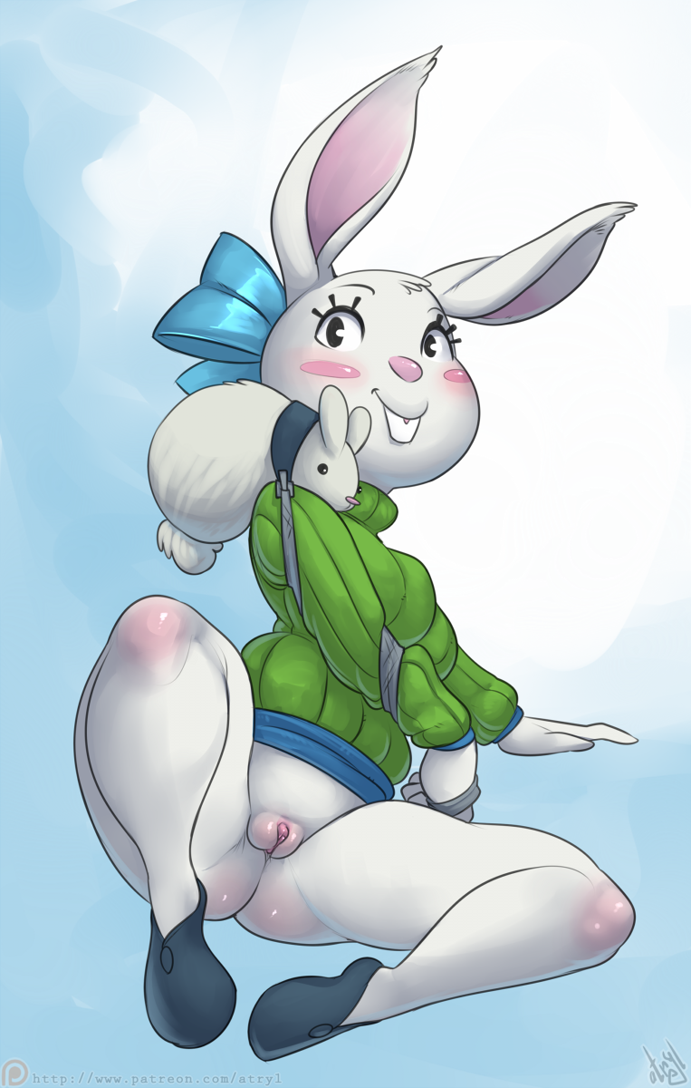 anthro atryl bottomless brother brother_and_sister buckteeth bunbun_npc_(undertale) cinnamon_(undertale) clothed clothing duo female feral half-dressed lagomorph leash looking_at_viewer mammal pet pussy rabbit sibling sister sweater teeth undertale untertale video_games