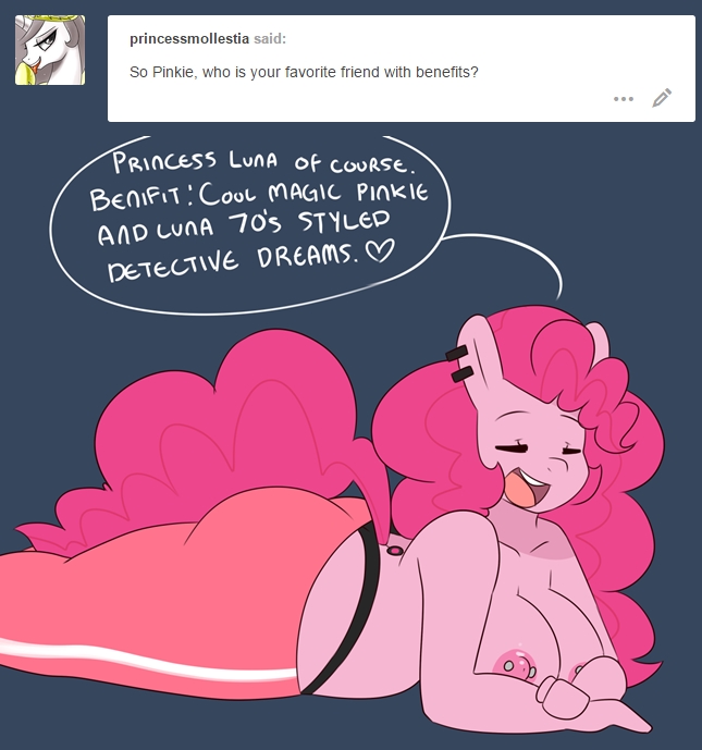 &lt;3 2015 anthro areola big_breasts breasts clothed clothing cute ear_piercing earth_pony english_text equine erect_nipples eyes_closed female friendship_is_magic hair half-dressed horse hugtastic_pinkie_pie lying mammal my_little_pony nipple_piercing nipples open_mouth piercing pink_hair pink_tail pinkie_pie_(mlp) pony simple_background smile solo somescrub speech_bubble text topless