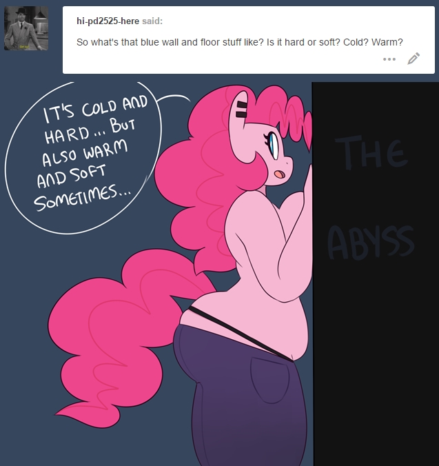 2016 anthro big_breasts breasts clothed clothing earth_pony english_text equine female friendship_is_magic half-dressed horse hugtastic_pinkie_pie mammal my_little_pony pinkie_pie_(mlp) pony slightly_chubby solo somescrub text topless