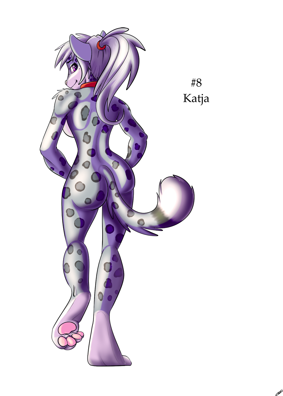 alpha_channel anthro breasts butt coszcatl english_text feline female hair invalid_tag leopard looking_at_viewer looking_back mammal nude simple_background smile solo spots standing text transparent_background white_hair