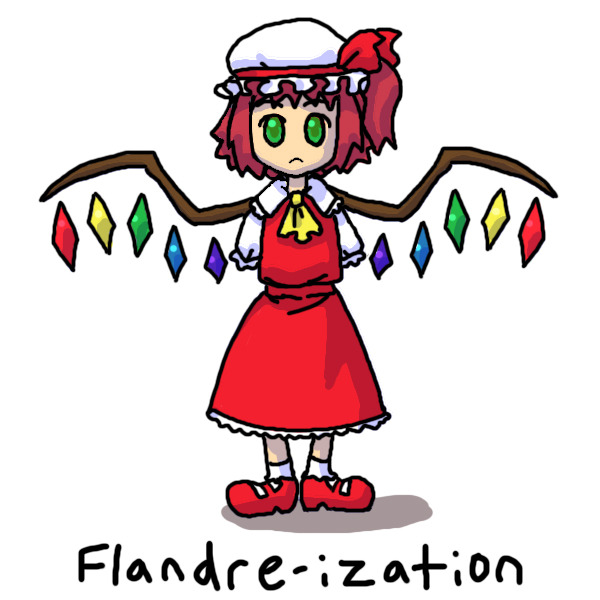 cosplay flandre_scarlet flandre_scarlet_(cosplay) green_eyes hat katawa_shoujo parody pimmy pun red_hair shoes skirt socks solo tezuka_rin touhou wings