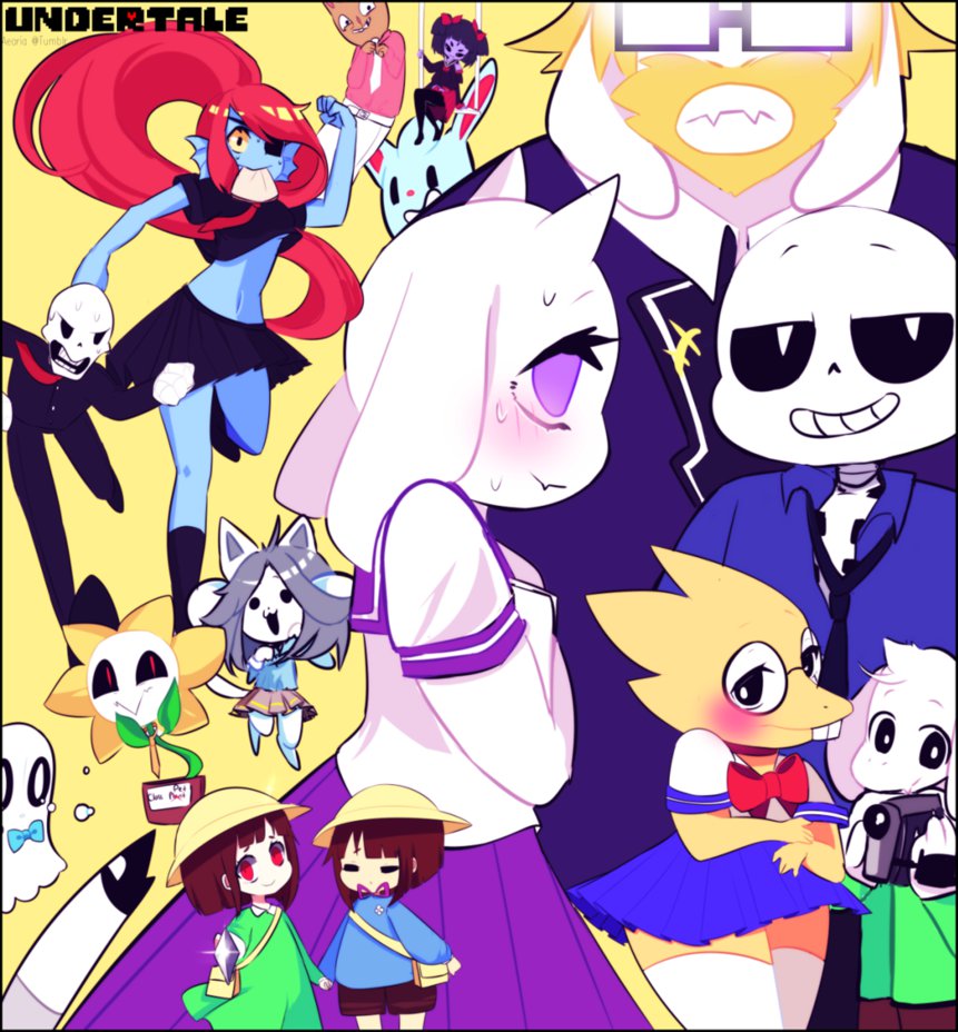 aearia_(artist) alphys animated_skeleton arachnid arthropod asgore_dreemurr asriel_dreemurr bone boss_monster burgerpants caprine cat chara_(undertale) clothing eye_patch eyewear feline fish flower flowey_the_flower ghost glasses goat human lagomorph machine mammal marine mettaton monster muffet napstablook nicecream_man papyrus_(undertale) plant rabbit robot sans_(undertale) school_uniform skeleton spider spirit temmie_(undertale) toriel undead undertale undyne uniform video_games