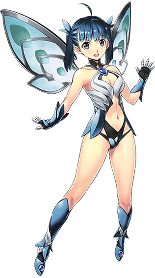 aina_(sennen_sensou_aigis) bare_shoulders blue_eyes blue_hair boots breasts center_opening cleavage fairy fairy_wings full_body gloves leotard looking_at_viewer official_art open_mouth sennen_sensou_aigis small_breasts smile solo transparent_background twintails uchiu_kazuma wings
