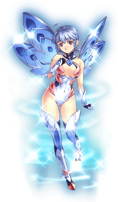 bare_shoulders blue_hair boots breasts brown_eyes ceilia_(sennen_sensou_aigis) center_opening cleavage fairy fairy_wings full_body gloves hand_on_own_chest leotard looking_at_viewer medium_breasts official_art sennen_sensou_aigis skin_tight solo thigh_boots thighhighs transparent_background uchiu_kazuma wings
