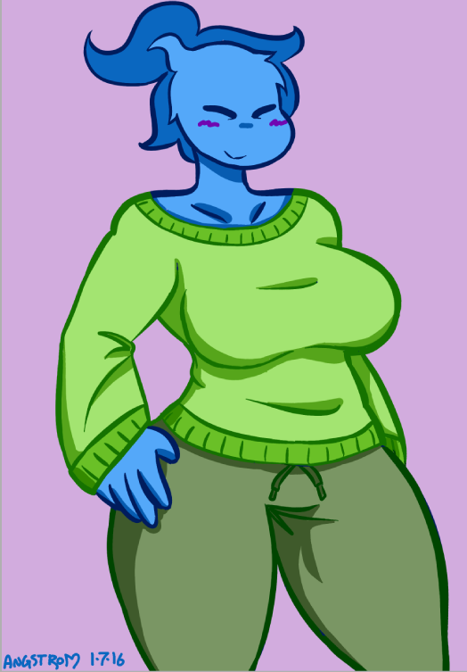 angstrom big_breasts blush breasts clothed clothing elemental eyes_closed fan_character female fire fire_elemental mature_female mother parent smile solo undertale video_games