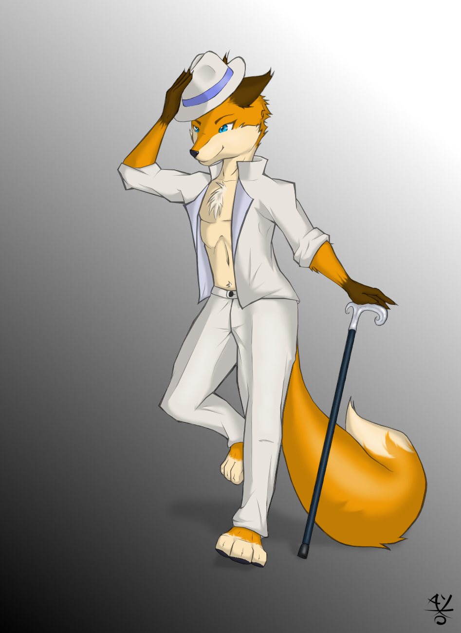 2015 4_fingers 4_toes ayko_eos cane canine clothing fancy_dress fluffy_tail fox fur hat male mammal open_vest orange_fur pants red_fox solo the_&uuml;ber_fox toes vest white_clothes white_dress