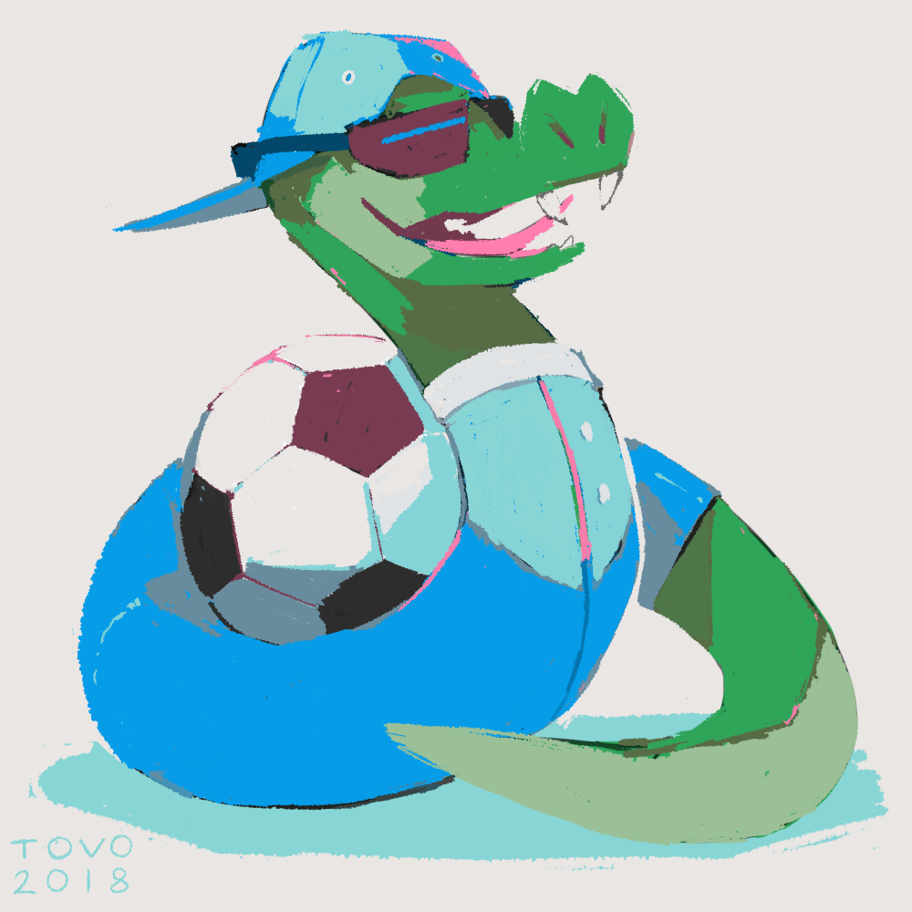 2018 backwards_baseball_cap ball baseball_cap blue_clothing clothed clothed_feral clothing cryptovolans deltarune digital_media_(artwork) digital_painting_(artwork) eyewear fangs feral full-length_portrait fully_clothed green_body hat holding_ball holding_object jockington_(deltarune) lighting male open_mouth open_smile pink_tongue portrait radical reptile scalie serpentine shadow simple_background smile snake snout soccer_ball solo sunglasses tongue video_games white_background