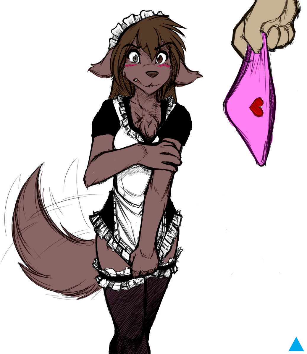 anthro blush canine chest_tuft clothed clothing color_edit colored duo edit female fur hair keidran leadbrick legwear maid_uniform mammal natani panties simple_background solo_focus stockings thigh_highs tom_fischbach tuft twokinds underwear uniform wolf
