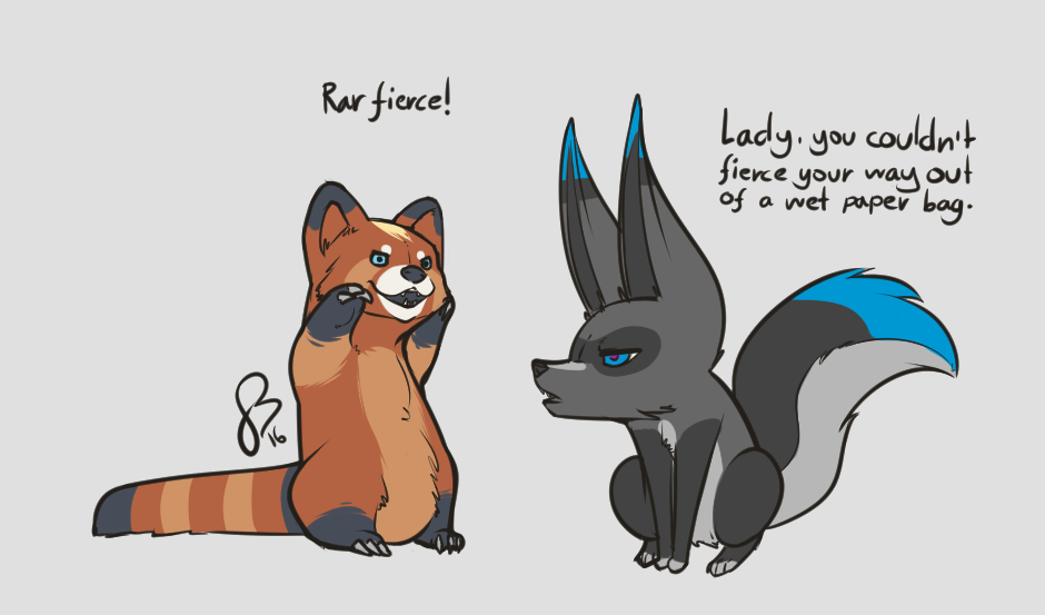 ambiguous_gender black_fur blue_eyes blue_fur canine claws feral feretta feretta_(character) fox fur grey_fur invalid_tag mammal orange_fur red_panda ruzha simple_background unknown_species white_fur