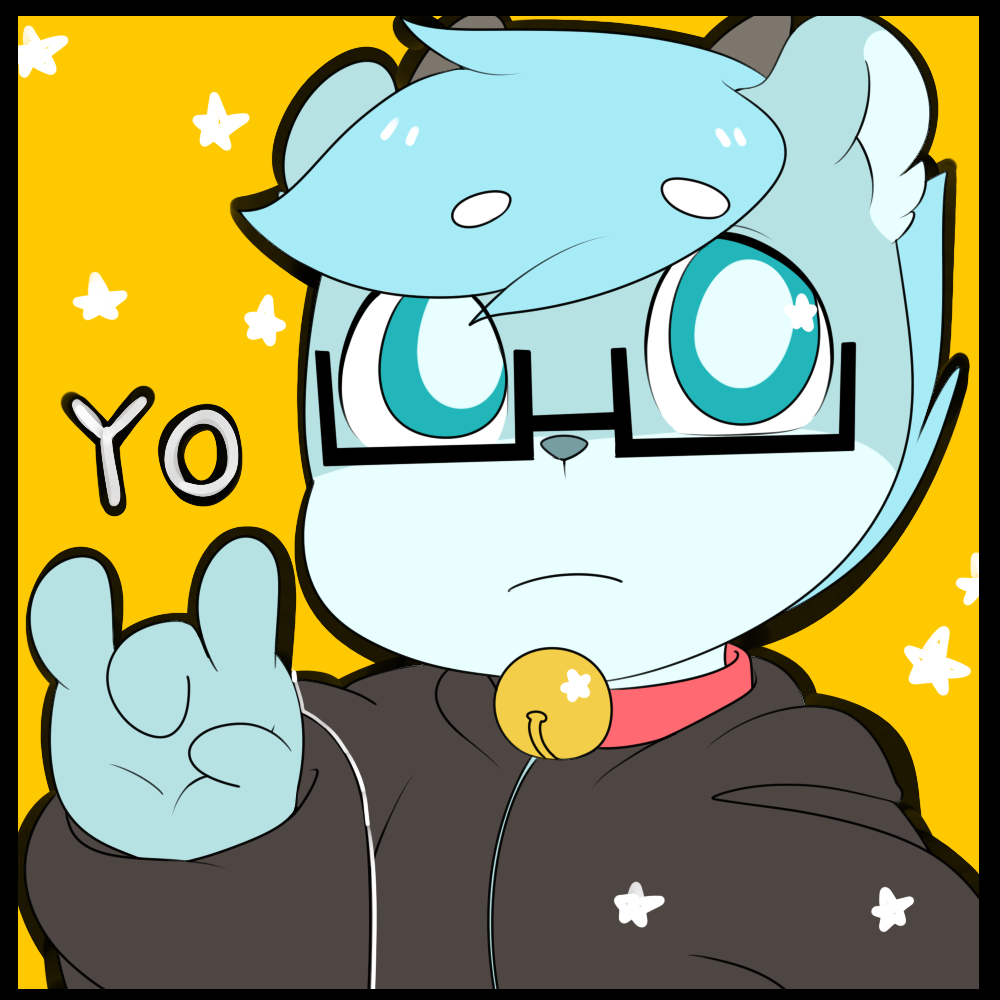 anthro bell bell_collar berseepon09 blue_eyes blue_hair cervine clothed clothing collar deer eyewear glasses hair looking_at_viewer male mammal shota_deer_(character) solo young