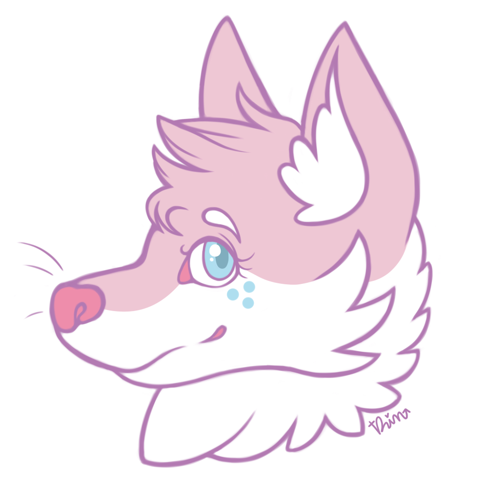 2015 alpha_channel blue_eyes canine corgi dog eyebrows eyelashes female fur godheadharley hair headshot inner_ear_fluff looking_at_viewer mammal pink_fur pink_hair pink_nose signature simple_background smile solo transparent_background whiskers white_fur