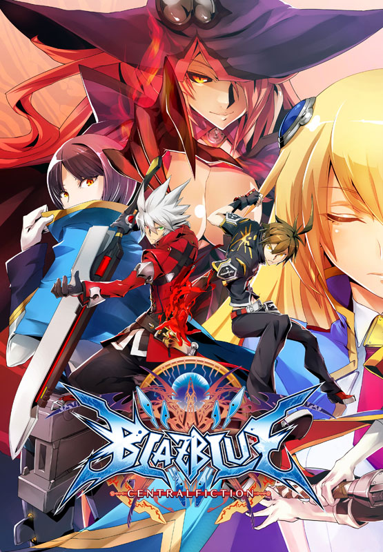 2boys 3girls arc_system_works blazblue blazblue:_central_fiction hibiki_kohaku kisaragi_jin konoe_a_mercury multiple_boys multiple_girls naoto_kurogane noel_vermillion official_art poster ragna_the_bloodedge