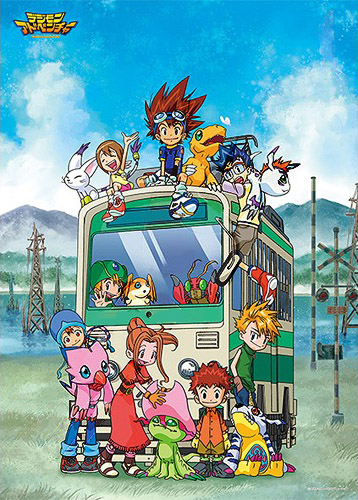 5boys agumon bandai belt bird blonde_hair brown_eyes brown_hair brown_shoes butterfly claws cloud creature digimon digimon_adventure eyes_closed fangs gabumon glasses gomamon grass hair_ornament hairpin holy_ring horn insect ishida_yamato izumi_koushirou kido_jou lake light_brown_hair logo long_hair looking_at_viewer lowres mountain multiple_boys multiple_girls official_art open_mouth orange_hair palmon pants patamon pink_hat piyomon plant red_bowtie red_eyes shirt shoes short_hair sitting sky smile spiked_hair streetcar tachikawa_mimi tailmon takaishi_takeru takenouchi_sora teeth tentomon yagami_hikari yagami_taichi yellow_eyes