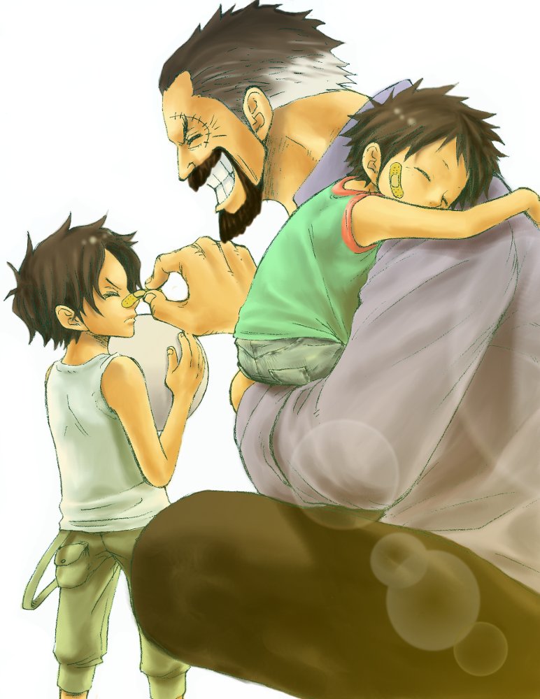 3boys bandage brothers family male_focus monkey_d_dragon monkey_d_garp multiple_boys one_piece portgas_d_ace siblings sleeping younger