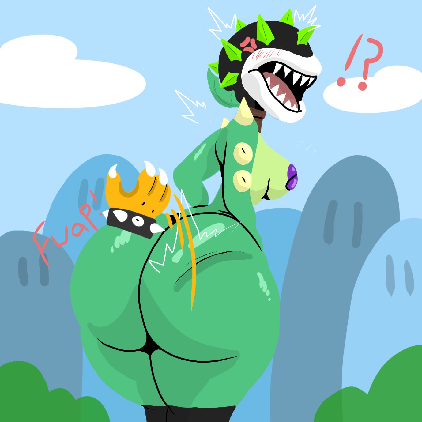 arm_spikes big_butt butt butt_slap elemental_creature emmet_twunks female flora_fauna flustered head_spikes hi_res mario_bros nintendo pasties piranha_plant plant slap small_waist spanking spikes spikes_(anatomy) thick_thighs venus_the_piranha_plant