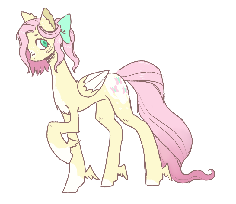 accessory blue_eyes blush blush_lines bow_ribbon colored cutie_mark equid equine feathers female feral fluttershy_(mlp) freckles friendship_is_magic fur fur_markings hair hair_accessory hair_bow hair_ribbon hasbro hooves horse leg_wings mammal markings my_little_pony mythological_creature mythological_equine mythology pegasus pink_hair pink_tail pony redesign ribbons sketch solo tail tied_hair vedacia wavy_hair white_body white_feathers wings yellow_body