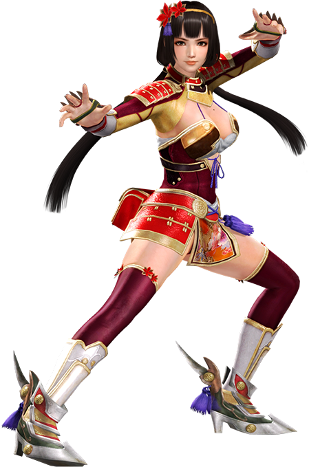 1girl 3d breasts dead_or_alive dead_or_alive_5 fighting_stance ii_naotora large_breasts official_art sengoku_musou solo