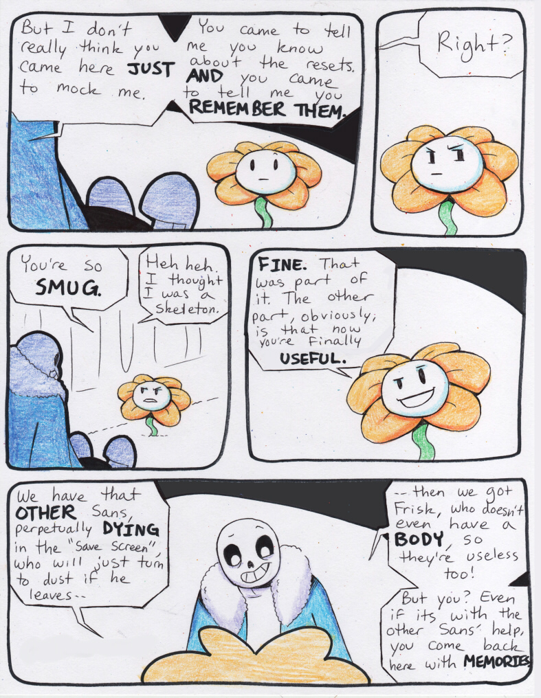 aftertale animated_skeleton bone clothed clothing comic dialogue english_text flora_fauna flowey_the_flower loverofpiggies male monster plant sans_(undertale) skeleton text undead undertale video_games