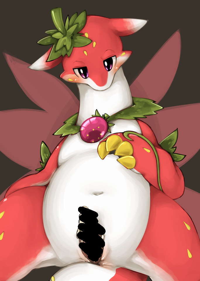 animal_genitalia censored dragon food fruit genital_slit navel penis puzzle_&amp;_dragons slightly_chubby slit strawberry strawberry_dragon video_games yatosuke