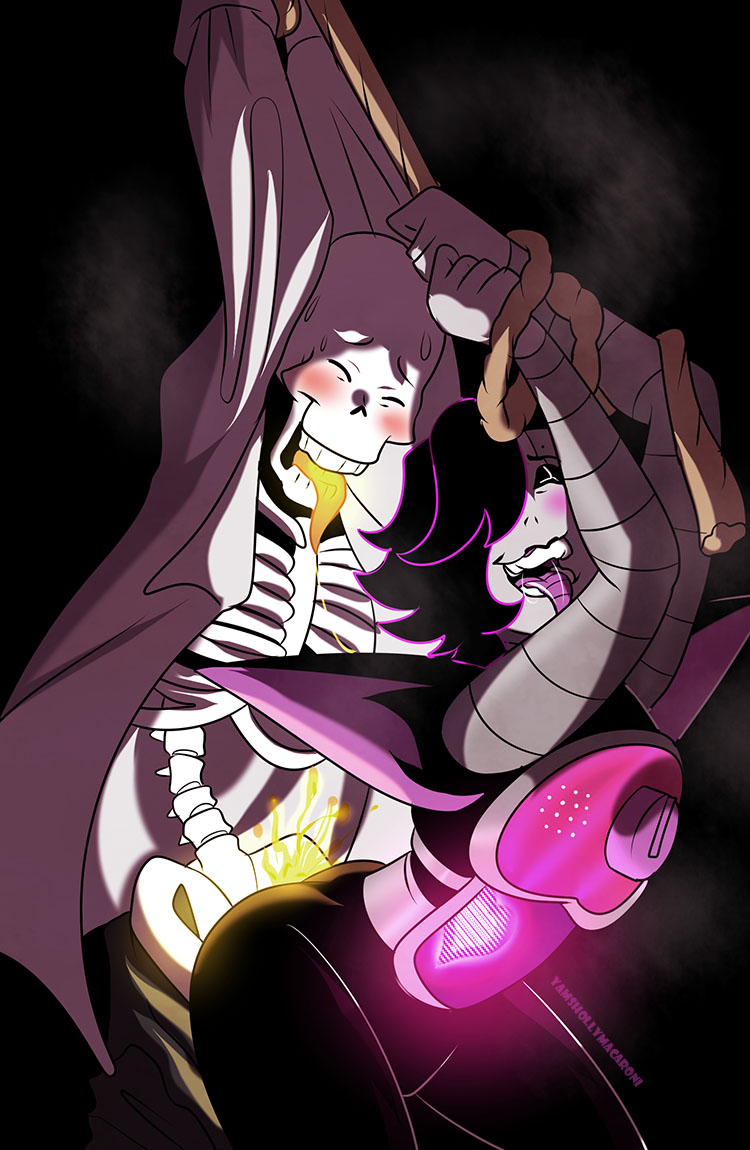 &lt;3 anal anal_penetration animated_skeleton bdsm blush bondage bone bound clothed clothing cum digital_media_(artwork) duo erection girly hair humanoid long_hair machine male male/male mettaton monster not_furry open_mouth orgasm papyrus_(undertale) penetration penis robot sex skeleton smile tongue undead undertale video_games yamsgarden