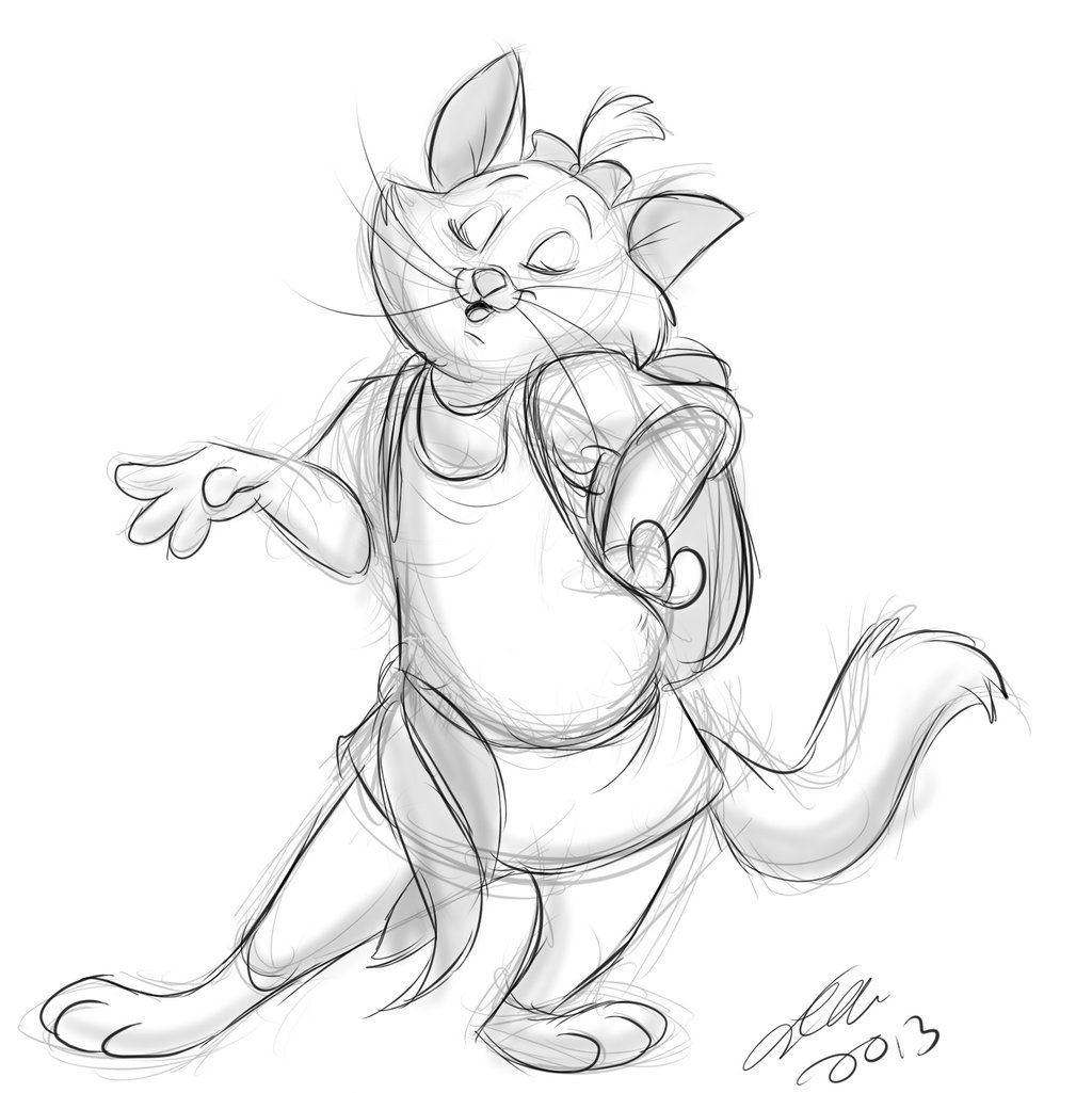 3_toes 4_fingers anthro anthrofied backpack bow cat disney ehh123 eyes_closed feline female mammal marie sassy sketch solo standing the_aristocats toes whiskers