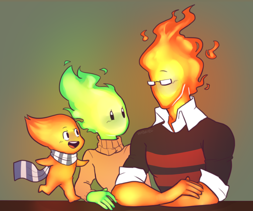 elemental eyewear female fire fire_elemental fuku_fire glasses grillby group heats_flamesman male monster not_furry scarf turtleneck umbriel undertale video_games