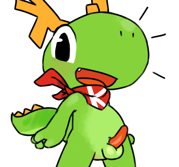 balls cute dragon erection kde konqi lizard male mascot penis reptile scalie solo watermelon_(artist)