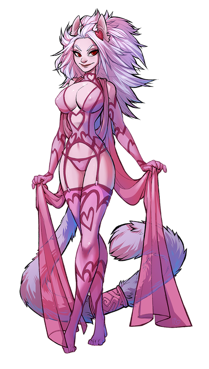&lt;3 2016 alpha_channel animal_humanoid aurin breasts cat_humanoid clothed clothing feline female hair harag hi_res humanoid legwear lingerie long_hair mammal pink_hair pink_theme simple_background skimpy smile solo stockings transparent_background walking