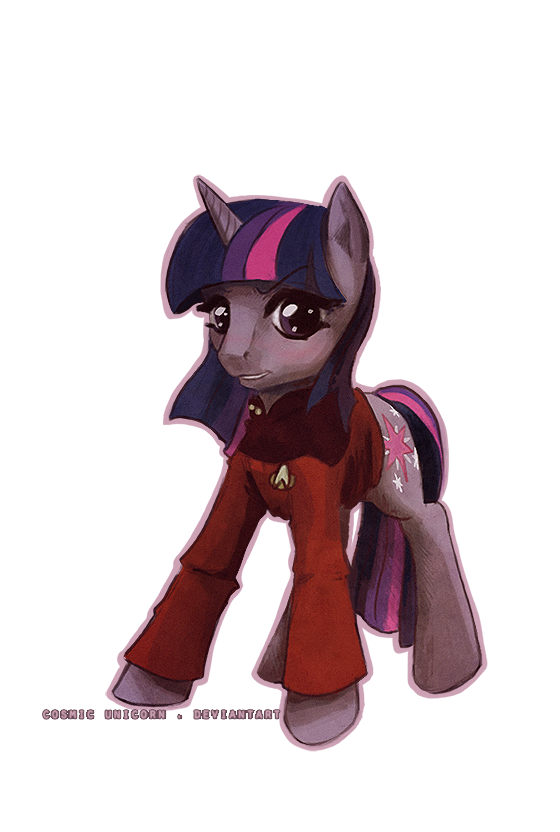 2013 alpha_channel clothing cosmicunicorn crossover cutie_mark equine female feral friendship_is_magic fur hair horn looking_at_viewer mammal multicolored_hair my_little_pony purple_eyes purple_fur simple_background solo star_trek transparent_background twilight_sparkle_(mlp) unicorn uniform