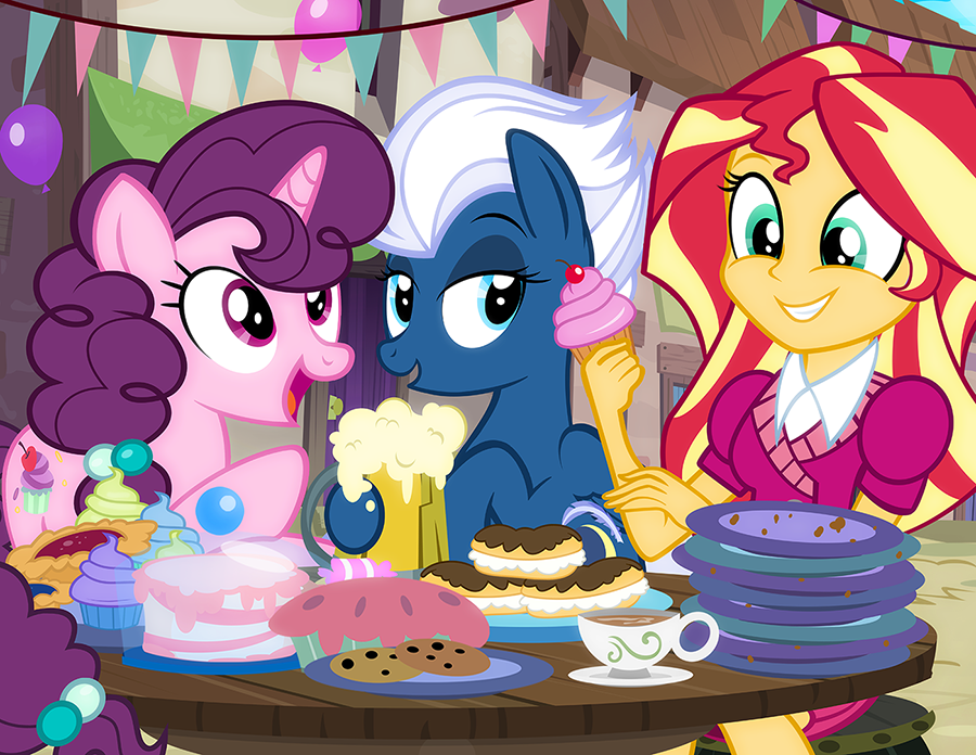 2016 cake cookie cupcake equestria_girls equine female food friendship_is_magic group horn mammal my_little_pony night_glider_(mlp) pegasus pie pixelkitties sugar_belle_(mlp) sunset_shimmer_(eg) unicorn wings