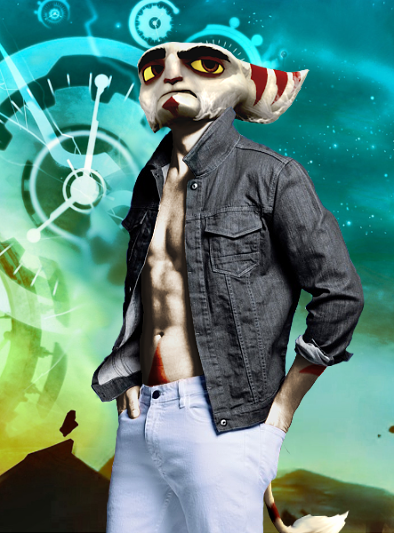 abs alister_azimuth anthro athletic clothed clothing coat edit kingdomheartskeeper kingdomxathers lombax male mammal open_shirt pants pecs photo_manipulation photomorph ratchet_and_clank shirt solo stripes video_games