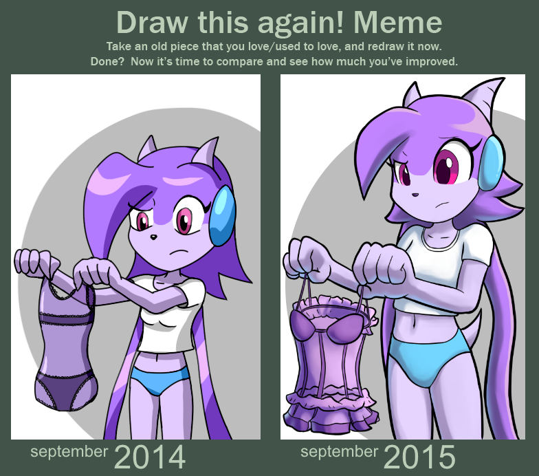 2014 2015 anthro breasts clothed clothing dragon female freedom_planet goshaag hair lingerie meme navel panties purple_hair sash_lilac simple_background solo underwear version_comparison video_games white_clothing