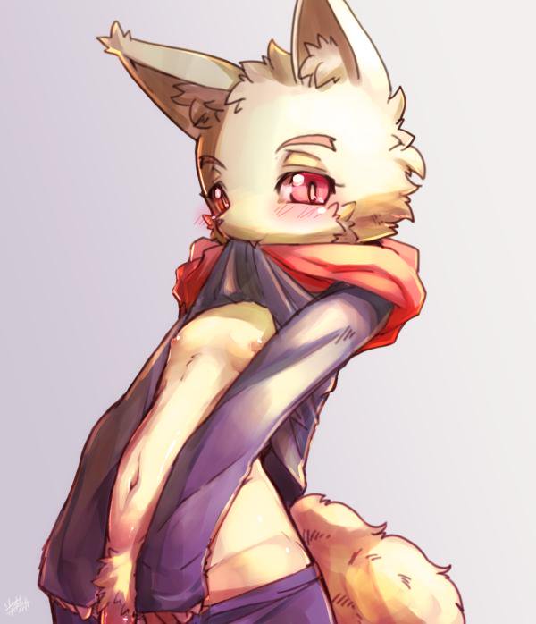 anthro blush cat clothed clothing clothing_lift cub cute cute_fangs feline male mammal navel nipples penis pubes red_eyes revealing_(disambiguation) shaolin_bones shirt shirt_lift simple_background smile solo young