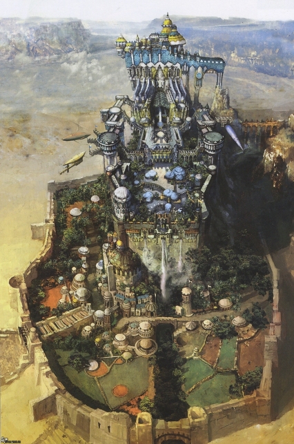 castle defensive_wall desert final_fantasy final_fantasy_xii fort mountain official_art outdoors scenery sky stone town