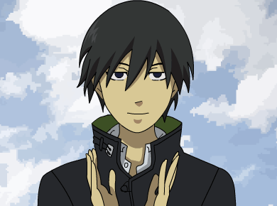 animated animated_gif black_hair clapping darker_than_black drawfag hei lowres male_focus neon_genesis_evangelion parody solo source_request upper_body