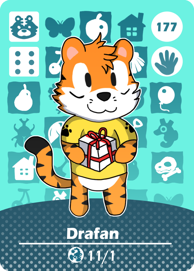 amiibo amiibo_card animal_crossing chibi colored custom_made cute feline gift male mammal nintendo relish solo tiger video_games
