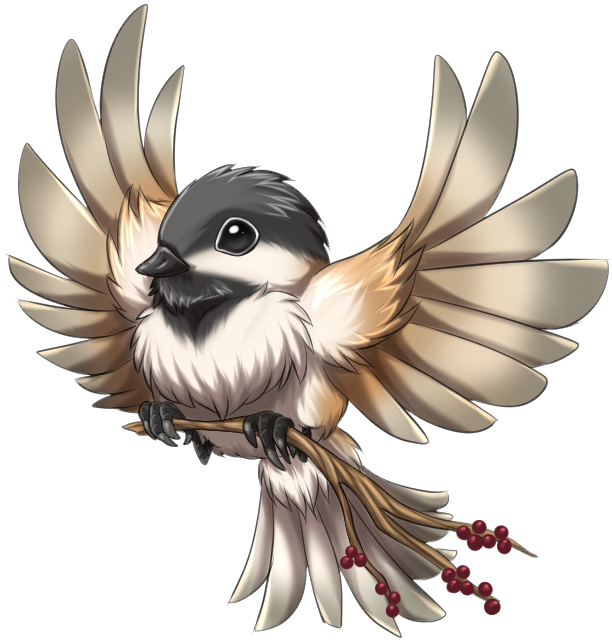 2015 alpha_channel ambiguous_gender beak chest_tuft chickadee feathers feral puddingpaw solo spread_wings tail_feathers talons tuft wings