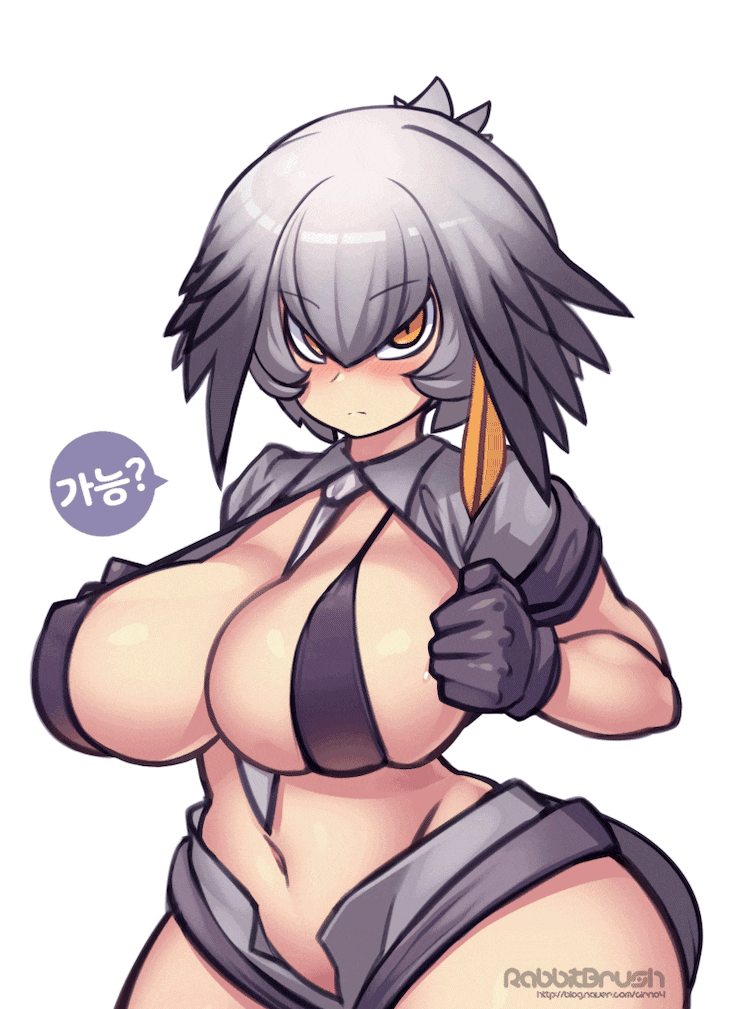 ... 10s 1girl animated animated_gif artist_logo bangs bare_arms between_breasts bikini_top bird_tail black_gloves black_hair blush breasts closed_mouth collared_shirt curvy erect_nipples eyebrows_visible_through_hair gloves grey_hair grey_neckwear grey_shirt grey_shorts groin hair_between_eyes hands_up hip_focus huge_breasts kemono_friends low_ponytail medium_hair multicolored_hair navel necktie necktie_between_breasts open_clothes open_fly open_shirt open_shorts orange_hair rabbitbrush shiny shiny_hair shirt shoebill_(kemono_friends) short_shorts short_sleeves shorts side_ponytail simple_background skindentation slit_pupils solo spoken_ellipsis stomach upper_body white_background wide_hips wing_collar yellow_eyes