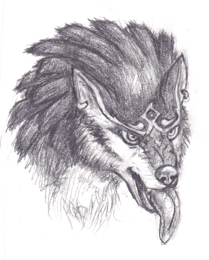 2016 ambiguous_gender canine ear_piercing feral fur link_(wolf_form) long_tongue mammal markings monochrome nude piercing simple_background sketch solo spectrumshift tongue tongue_out traditional_media_(artwork) white_background wolf