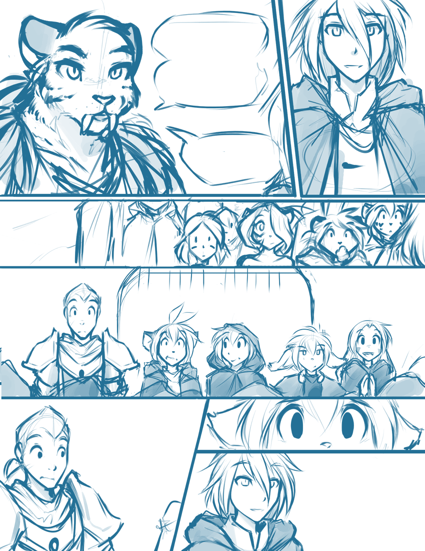 2016 anthro armor basitin cloak clothing comic feline female flora_(twokinds) fur group hair human keidran keiren_(twokinds) keith_keiser male mammal outside ponytail sealeen_(twokinds) simple_background sketch tiger tom_fischbach trace_legacy twokinds webcomic white_background