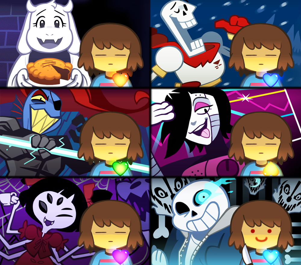 3girls =_= androgynous armor black_hair blue_eyes bone brown_hair c: closed_eyes cup energy_spear extra_eyes eyelashes eyepatch fangs food frisk_(undertale) furry gloves glowing glowing_eye goat_girl graph grin hair_over_one_eye hair_ribbon heart horns insect_girl jacket knife mettaton mettaton_ex monster muffet muffet's_pet multiple_arms multiple_boys multiple_girls one_eye_closed open_mouth papyrus_(undertale) pie polearm ponytail purple_skin red_eyes red_hair ribbon sans scarf sharp_teeth shirt short_twintails skeleton skull smile snow spear spider_girl spoilers striped striped_shirt teacup teeth tongue tongue_out toriel twintails two_side_up undertale undyne unoobang weapon yellow_sclera yellow_teeth