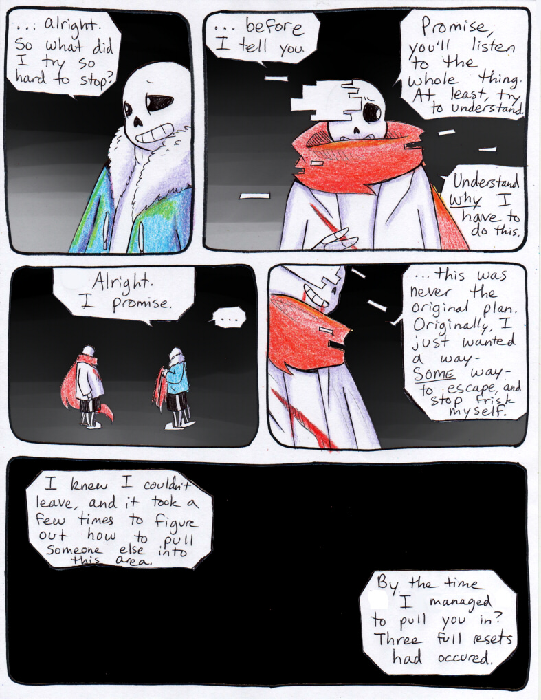 aftertale animated_skeleton blood bone clothed clothing comic dialogue english_text geno_sans_(aftertale)_(character) loverofpiggies male not_furry sans_(undertale) scarf skeleton text undead undertale video_games wounded