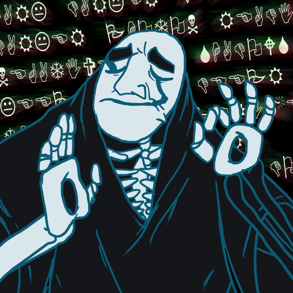 5_fingers bone eyebrows eyes_closed game_(disambiguation) gaster just_right meme not_furry pacha_(the_emperor's_new_groove) skeleton undead undertale video_games wingdings