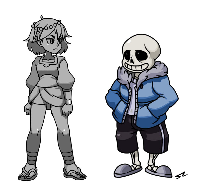 ajna_(indivisible) animated_skeleton bone crossover female human indivisible male mammal sans_(undertale) skeleton undead undertale video_games